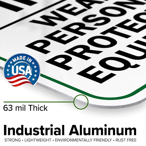 Think Safety First Wear Personal Protective Equipment Sign, 12"x18" - size: 12x18 Aluminum