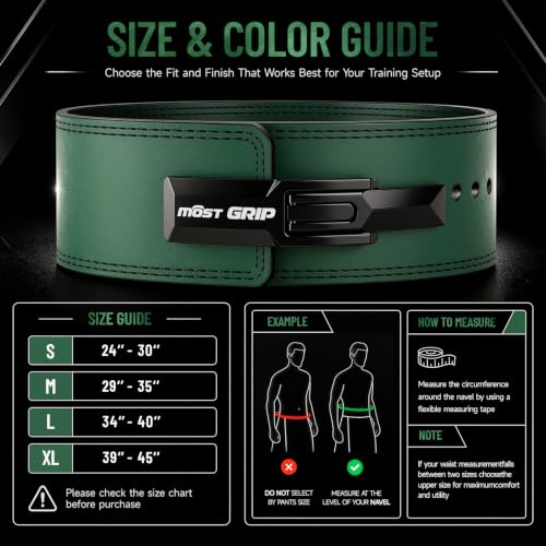 10mm Quick Lock Lever Belt Weightlifting for Men Women - color: Green, size: L(34-40inches)