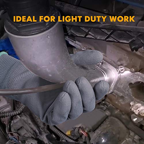 Ultra-Thin PU Coated Safety Work Gloves, 12 Pairs, Grey, Medium, Unisex - color: Pu Coating (Grey), size: Medium