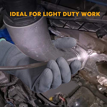 Ultra-Thin PU Coated Safety Work Gloves, 12 Pairs, Grey, Medium, Unisex - color: Pu Coating (Grey), size: Medium