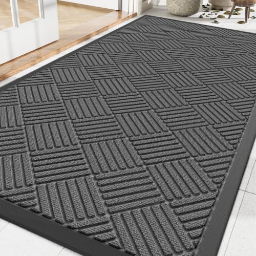 Amyracel Front Door Mat 4'x6', Heavy Duty Waterproof Commercial Floor Mat - color: Grey Diamond, size: 4' x 6'(Rectangular)