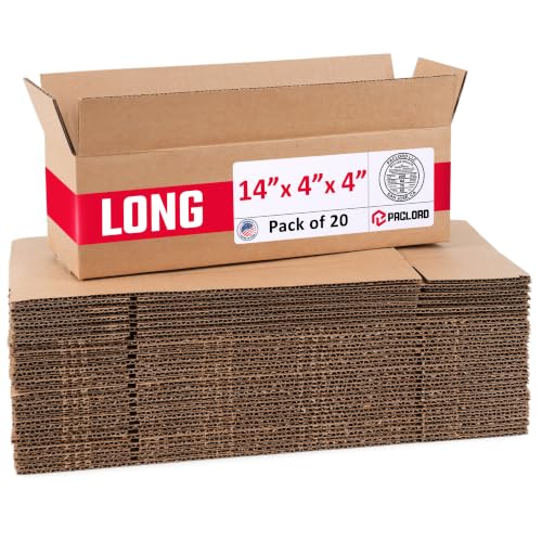 Long Cardboard Boxes 14"L x 4"W x 4"H (Pack of 20) - USA-Made Packing Boxes for Moving, Shipping, or Storage - USPS, UPS, FedEx Approved - Professional Packing Supplies for Moving - color: Pack of 20, size: Long 14x4x4"