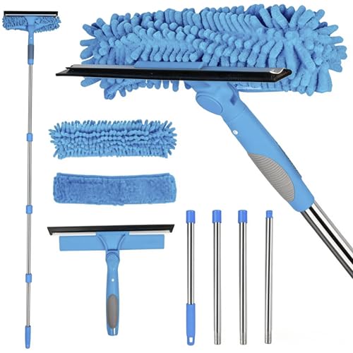2-in-1 Window Cleaner Tool, 68'' Squeegee for Window Cleaning - color: Blue
