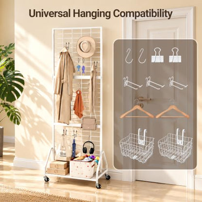 ELYKEN Foldable Grid Wall Panels, 5.7 x 2 FT Movable Gridwall Display Rack - color: White, size: 2'w-1 pack