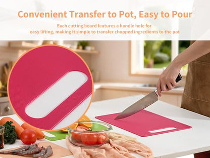 Luckyiren Plastic Cutting Board Set, 3 Pack Small Boards, Dishwasher Safe - color: Green/Red/Yellow; 3-Pack