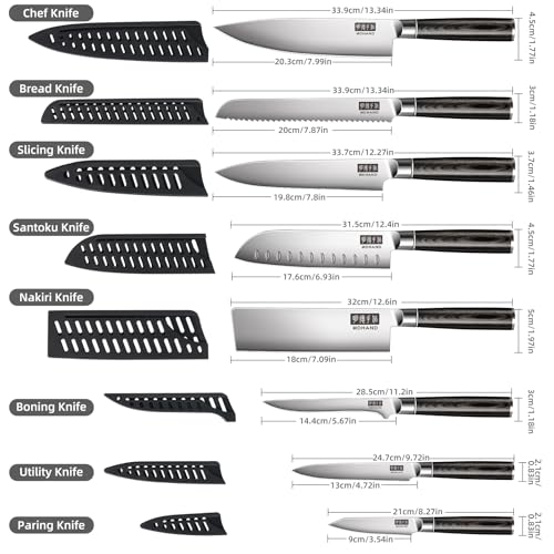 MDHAND Chef Knife Set with Roll Bag, Ultra Sharp Japanese Kitchen Knife Set - size: 9PCS Chef Knife Set