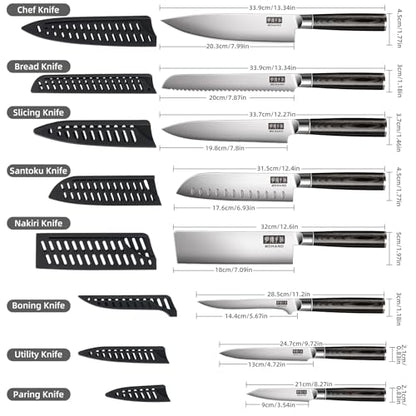 MDHAND Chef Knife Set with Roll Bag, Ultra Sharp Japanese Kitchen Knife Set - size: 9PCS Chef Knife Set