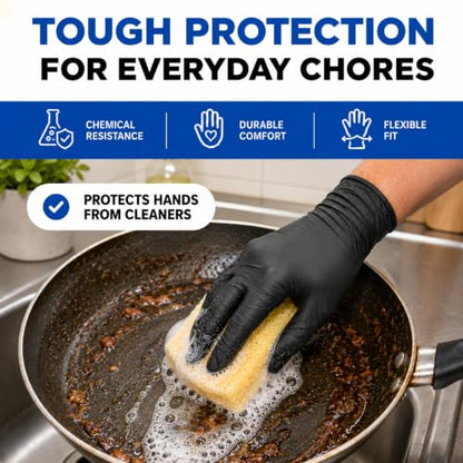 Black Nitrile Disposable Gloves, Food Grade, 5 Mil, XLarge 100 Count - color: Black, size: X-Large