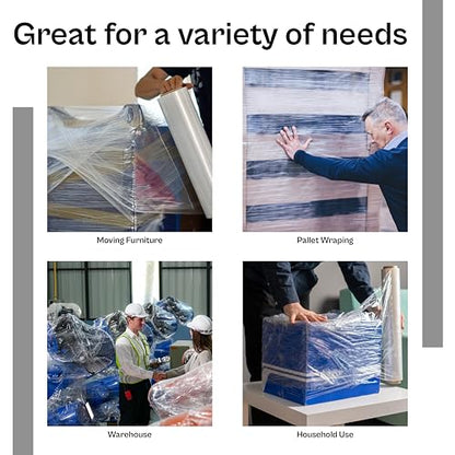 PSBM Cast Hand Plastic Stretch Wrap/Shrink Film 18" x 1500 Ft 65 GA 4 Rolls - size: 18 Inch, style: 65 GA