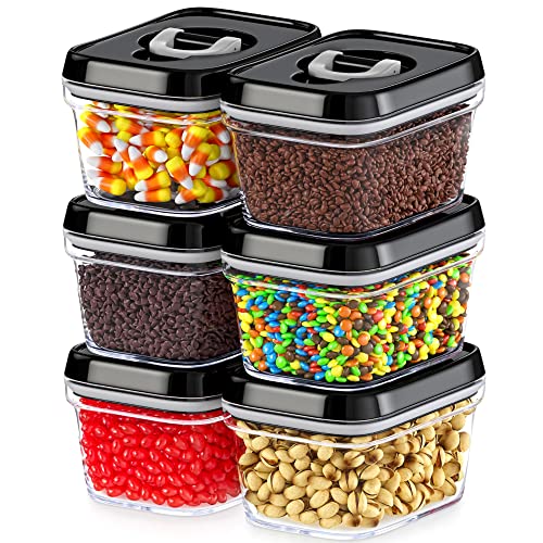 DWËLLZA KITCHEN Set of 6 Mini Airtight Food Storage Containers with Lids - Clear Plastic Small Pantry Containers for Spices, Candy, Nuts, Coffee or Tea, BPA-Free, Keeps Food Fresh & Dry - color: 05 - 0.4 liter (Set of 6)