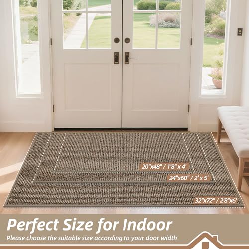 BEQHAUSE Dirt Trapper Door Mat 20" x 48", Non-Slip Washable Doormats, Beige - color: Beige, size: 20" X 48" (Rectangular)