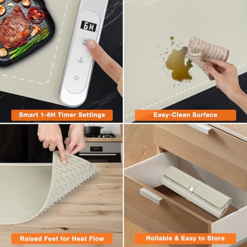FYY Warming Mat for Food 24"x15", Rapid and Full Surface Heating Khaki - color: Khaki, size: X Large Size: 24"x15"