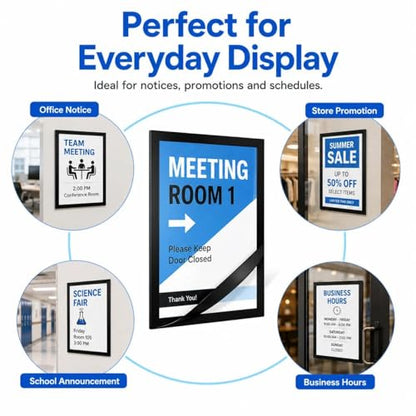 Magnetic Sign Holder 8.5 x 11, 5 Pack Self Adhesive Magnetic Frame for Letter Size Paper, Clear PVC Quick Change Sign Display Sleeve for Glass, Wall, Office, Store & Restaurant - size: 8.5"x11" 5 Pack