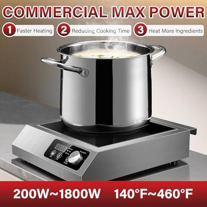 1800W Commercial Induction Cooktop with Knob and LCD