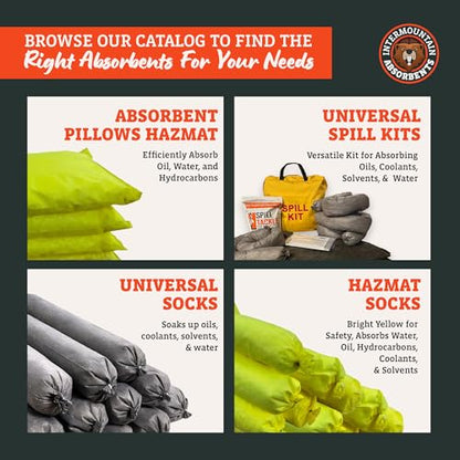 Universal Absorbent Pillows Hazmat - 9"x15" Water & Oil Absorbent Pillows for Spill Kits, Hydrocarbon & Oil Spill Containment, Flood Cleanup, Spill Containment (8 Per Box) - size: 9" x 15"