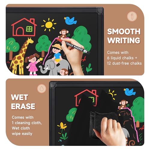 SELEAD Magnetic Chalkboard 96 x 48 Inches - Black Aluminum Frame - size: 96"W x 48"H (single-sided)