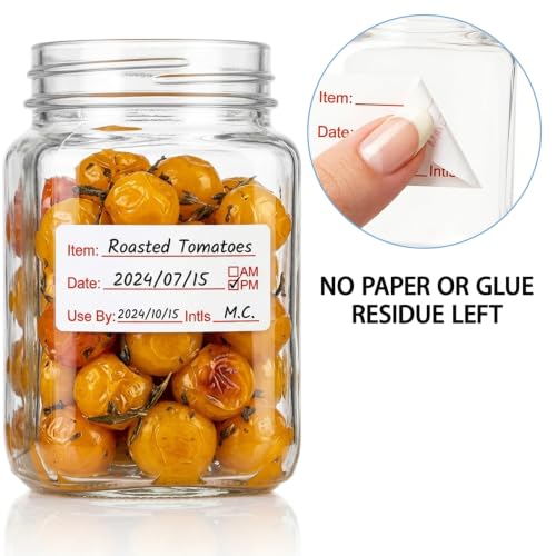 1200 PCS Removable Freezer Labels, 1 x 2 Inch Food Labels for Containers, Water Resistant Refrigerator Food Storage Date Stickers, No Residue Write-on Mason Jar Canning Labels for Kitchen Meal Prep