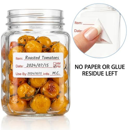 1200 PCS Removable Freezer Labels, 1 x 2 Inch Food Labels for Containers, Water Resistant Refrigerator Food Storage Date Stickers, No Residue Write-on Mason Jar Canning Labels for Kitchen Meal Prep
