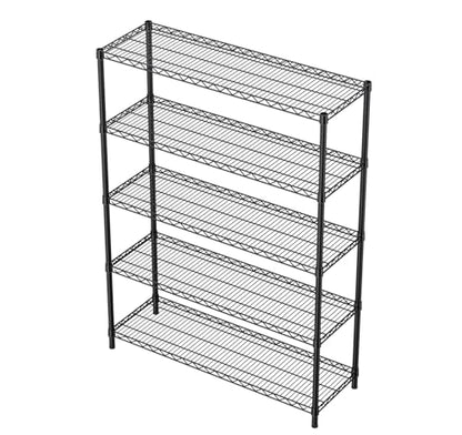 Golpart 5Tier Adjustable Storage Shelves Metal Wire Shelving Standing Shelf - color: Black, size: 5-tier-18"Dx46"Wx77"H