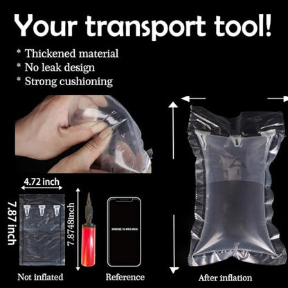 400 PACK Air Pillows for Shipping Supplies Box Filler Bubble Cushioning Alternative to Packing Peanuts for Size 4.72" x 7.87", with Air Pump, Fragile Stickers, Suitable for small transport - size: 4.72" x 7.87"