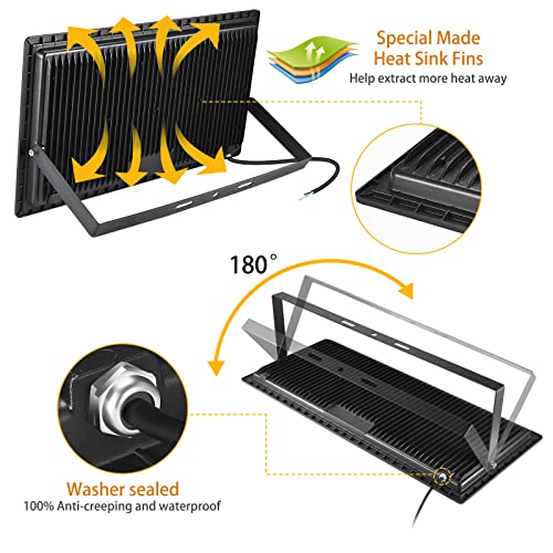 XYCN 800W 2pack LED Flood Lights,3700 watt Equivalent 89500LM Super Bright Outdoor LED Arena Lights 100-277V IP65 Waterproof 5000K Daylight Commercial Lighting for Stadium,Backyard, Parking lot etc - color: 800W 2pack led flood light