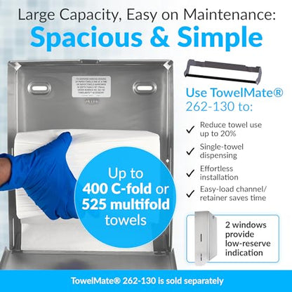 Bobrick B-262 Surface Mounted Paper Towel Dispenser - Stainless Steel Commercial Bathroom Towel Dispenser with Tumbler Lock 400 C-Fold or 525 Multifold Capacity - size: 14", style: Tumbler Lock