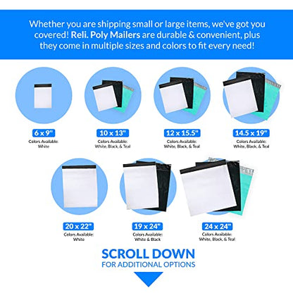 Reli. (440 Pcs) 10x13" Poly Mailers, Black | Shipping Bags for Clothing, Small Business | Black Poly Bags for Shipping, 10x13 Inch | Mailing/Packaging | Non-Padded Envelopes Self Sealing