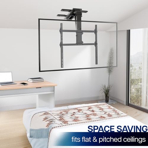 VIVO Black Electric Ceiling TV Mount for 37-86 in Screens, MOUNT-E-FD85C - color: Black, size: 37” to 86” Screens