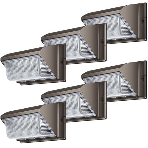 120W LED Wall Pack Light,18000LM 5000K LED Security Flood Lighting 110V-277V Commercial and Building IP65 Waterproof Outdoor Wall Mount Exterior Light for Garage Warehouses Yard 6 Pack - size: Standard /120/no photocell-6Pack