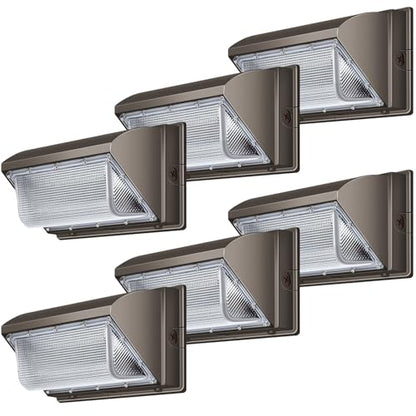 120W LED Wall Pack Light,18000LM 5000K LED Security Flood Lighting 110V-277V Commercial and Building IP65 Waterproof Outdoor Wall Mount Exterior Light for Garage Warehouses Yard 6 Pack - size: Standard /120/no photocell-6Pack