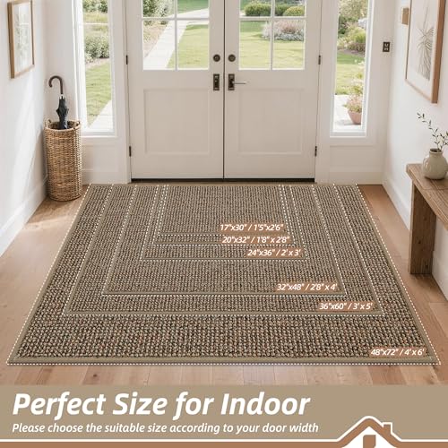 BEQHAUSE Dirt Trapper Door Mat 36" x 60", Non-Slip Washable Doormats, Beige - color: Beige, size: 36" X 60" (Rectangular)