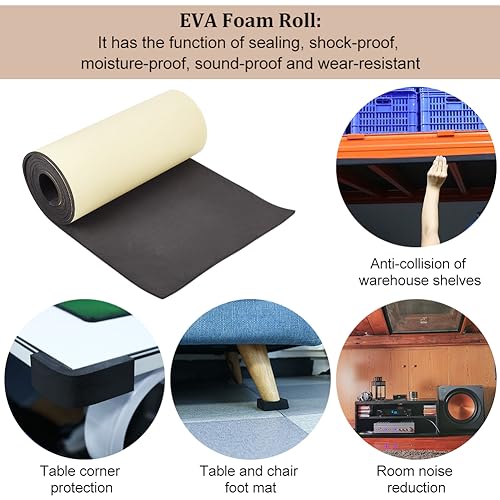 BENECREAT 78.7x12 inch Black Self-Adhesive EVA Foam Roll, 5mm Thick Sticky Upholstery Foam Sheets for Scrapbooking Crafts, Cosplay Model, Cushion Furniture, Gap Filling, Packing - color: Black, size: 5mm Thick