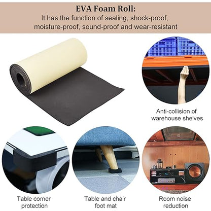 BENECREAT 78.7x12 inch Black Self-Adhesive EVA Foam Roll, 5mm Thick Sticky Upholstery Foam Sheets for Scrapbooking Crafts, Cosplay Model, Cushion Furniture, Gap Filling, Packing - color: Black, size: 5mm Thick