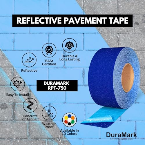 DuraMark RPT-750 Reflective Pavement Marking Tape, Blue, 3 in x 18 ft Roll - color: Blue, size: 3 Inch x 18 Ft