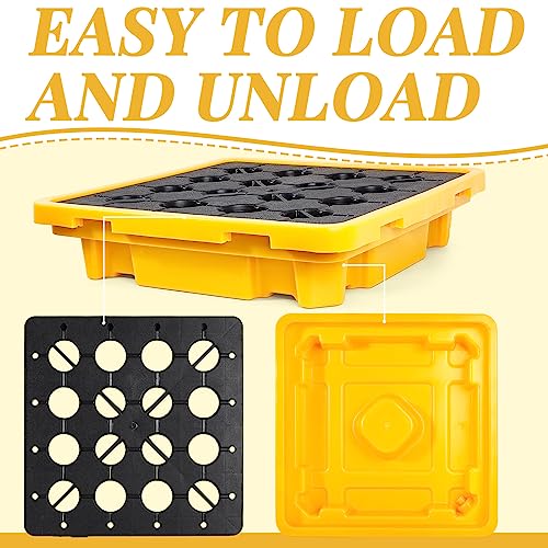 1 Drum Spill Containment Pallet with Drain Anti Slip, 26.4 x 26.4 x 6'' - size: 26.4 x 26.4 x 6 Inches
