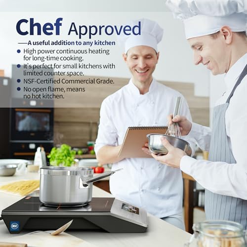 ChangBERT 1800W Commercial Grade Induction Cooktop, NSF Certified Portable Large 8" Heating Coil, 12" Heat Resistant Cooking Surface Premium Stainless Steel Pro Chef Professional Burner Hot Plate - style: MobiCook Series
