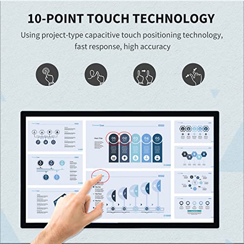 32 inch Capacitive Multi-Touch Screen Industrial Monitor, 16:9 Display 1920 x 1080P, Built-in Speakers, USB, VGA, DP & HD-MI Ports, Digital Signage Displays and Player for Advertising - size: 32-inch