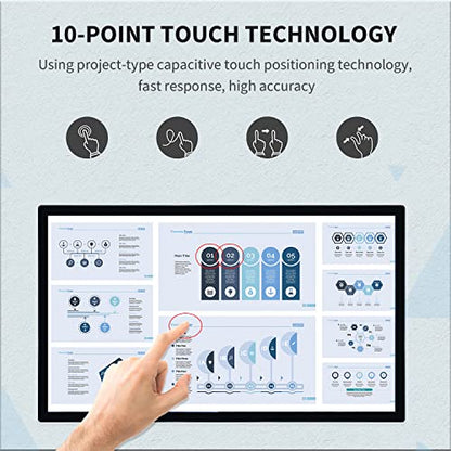 32 inch Capacitive Multi-Touch Screen Industrial Monitor, 16:9 Display 1920 x 1080P, Built-in Speakers, USB, VGA, DP & HD-MI Ports, Digital Signage Displays and Player for Advertising - size: 32-inch