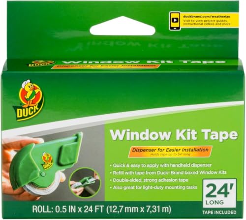 Duck Brand Window Kit Tape with Refillable Dispenser, 0.5 in x 24 Ft, Green, 1 Roll (Pack of 6) - size: 1 Roll (Pack of 6)