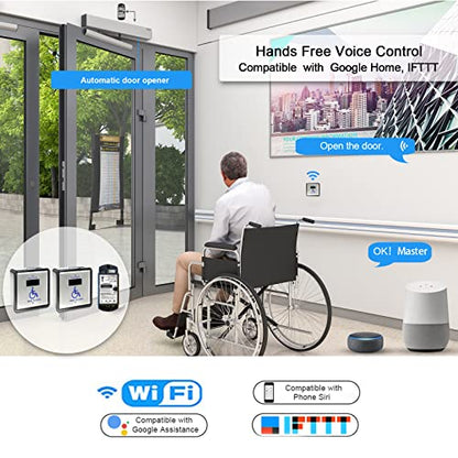 Olideauto Handicap Door Opener Touch Free Open Door,with Touchless Wireless Square 4.5'' Handicap Push Buttons Wave Sensor to Open Olide-512N