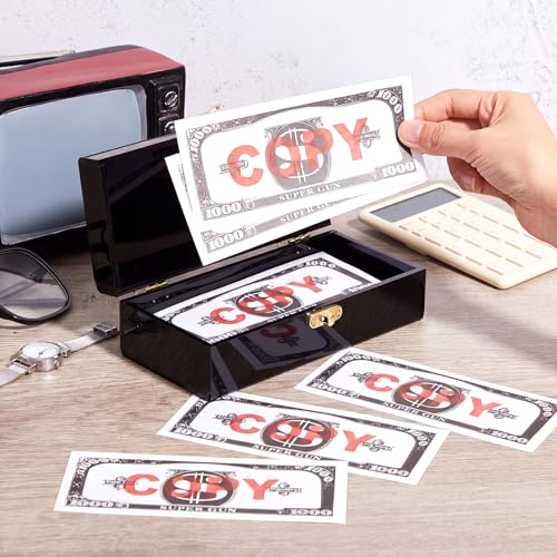 Beeveer 2 Pcs Acrylic Lockable Cash Box Cash Organizer Money Holder Single Row Currency Organizer Money Container for Cash Storage Saving Collector (Black)