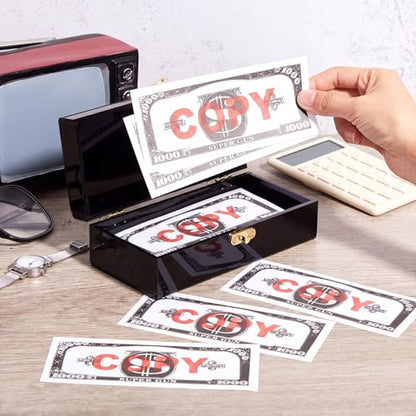 Beeveer 2 Pcs Acrylic Lockable Cash Box Cash Organizer Money Holder Single Row Currency Organizer Money Container for Cash Storage Saving Collector (Black)