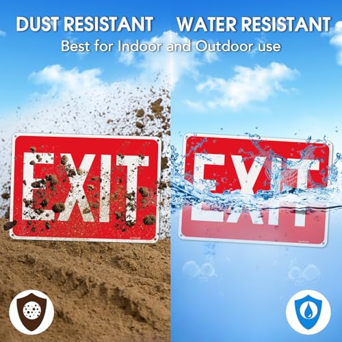 T&R Large Exit Sign - 2 Pack - 14 x 10 Inches Rust Free .040 Aluminum Reflective - UV Protected, Waterproof and Fade Resistant - 4 Pre-drilled Holes - color: Red -14" x 10" - 2 Pack