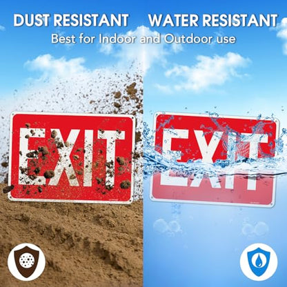 T&R Large Exit Sign - 2 Pack - 14 x 10 Inches Rust Free .040 Aluminum Reflective - UV Protected, Waterproof and Fade Resistant - 4 Pre-drilled Holes - color: Red -14" x 10" - 2 Pack