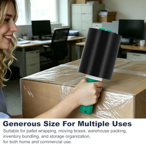 Mini Black Stretch Wrap Film 5.1" x 1000ft 2 Pack 80 Gauge Heavy Duty - color: Black 5.1in×1000ft
