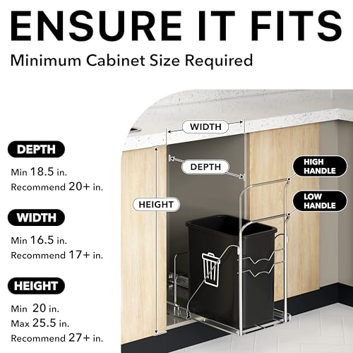Simple Houseware Pull Out Trash Can Shelf (for 7~13 Gal, Can Not Included)