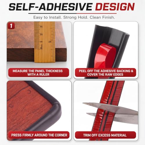 1/4 Inch Rubber Edge Trim 20ft Self-Adhesive U Channel Edge Strip - size: 20ft，1/4 Inch