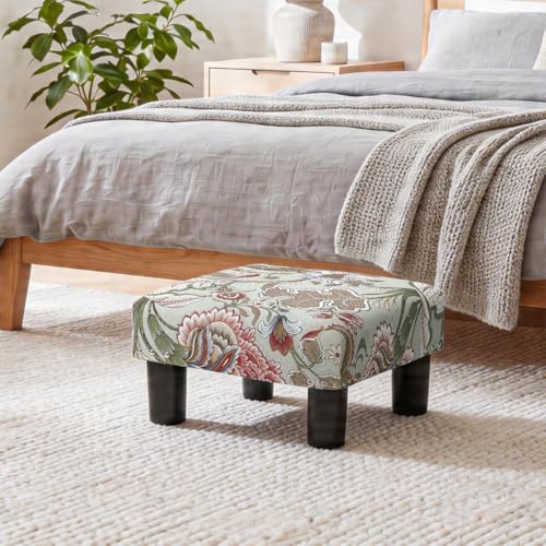Joveco Small Foot Rest Stool Ottoman, 15" Fabric Square Footstool Upholstered Footrest for Chair, Under Desk, Office, Living Room, Boho Floral - color: Boho Floral