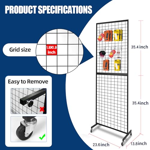 NectaCol Grid Wall Panels, 2 Packs 2'x 6' Gridwall Panels Tower with T-Base, Black Wire Grid Wall Display Rack, Craft Show Display Rack, Art Gridwall Display Stand - size: 2 Packs 2'x 6'