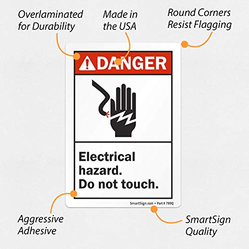 SmartSign "Danger - Electrical Hazard, Do Not Touch" Label | 3.5" x 5" Laminated Vinyl, Black/Red on White, 1 Count (Pack of 1)